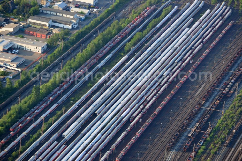 Hamm from above - Marshalling yard and freight station of the Deutsche Bahn in Hamm in the state North Rhine-Westphalia