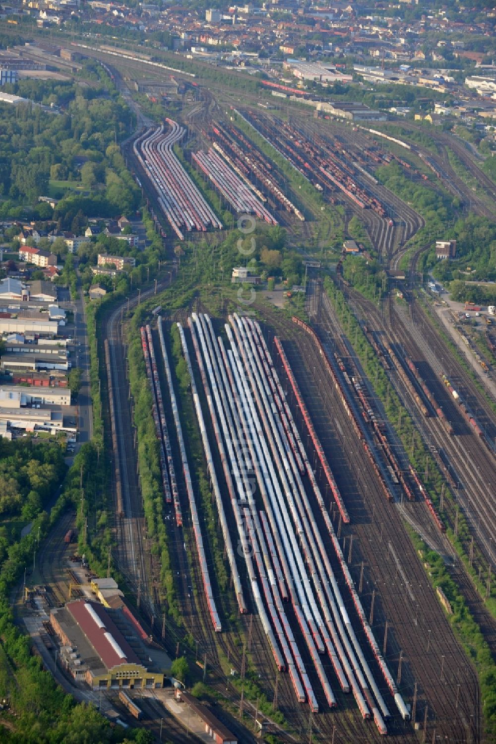 Aerial photograph Hamm - Marshalling yard and freight station of the Deutsche Bahn in Hamm in the state North Rhine-Westphalia