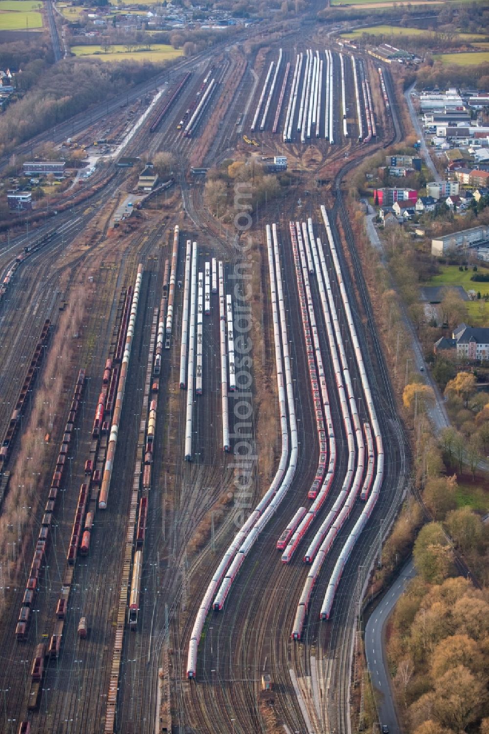 Aerial photograph Hamm - Marshalling yard and freight station of the Deutsche Bahn in Hamm in the state North Rhine-Westphalia