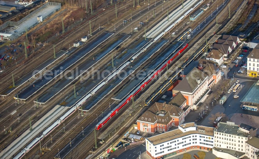 Hamm from the bird's eye view: Marshalling yard and freight station of the Deutsche Bahn in Hamm in the state North Rhine-Westphalia