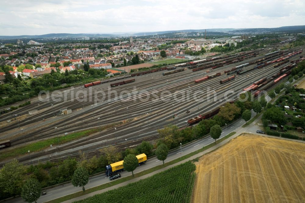 Kornwestheim from the bird's eye view: Marshalling yard and freight station of the Deutsche Bahn in Kornwestheim in the state Baden-Wuerttemberg