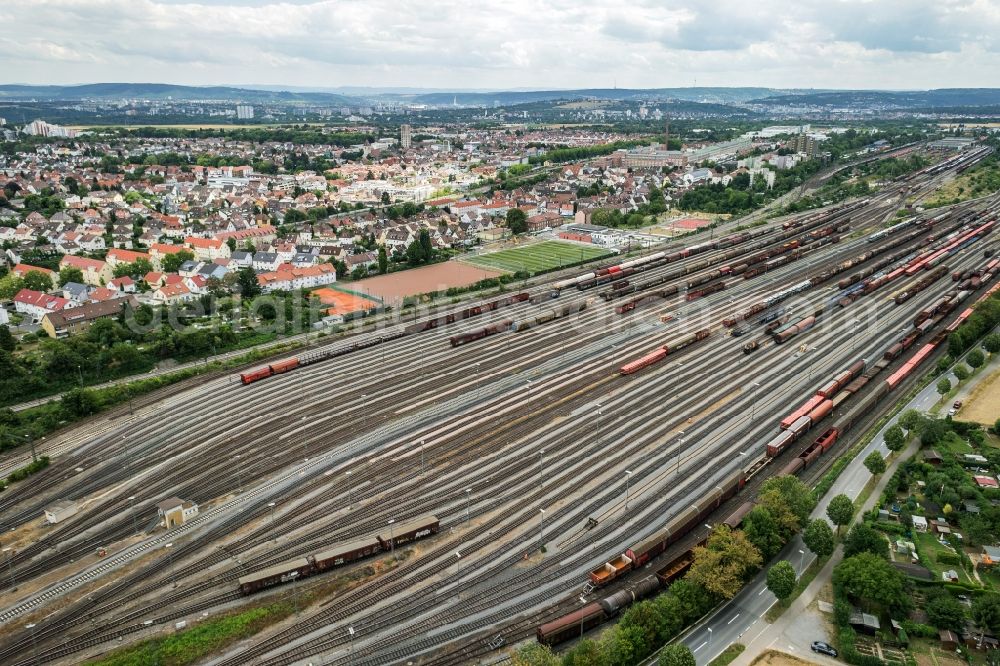 Aerial image Kornwestheim - Marshalling yard and freight station of the Deutsche Bahn in Kornwestheim in the state Baden-Wuerttemberg