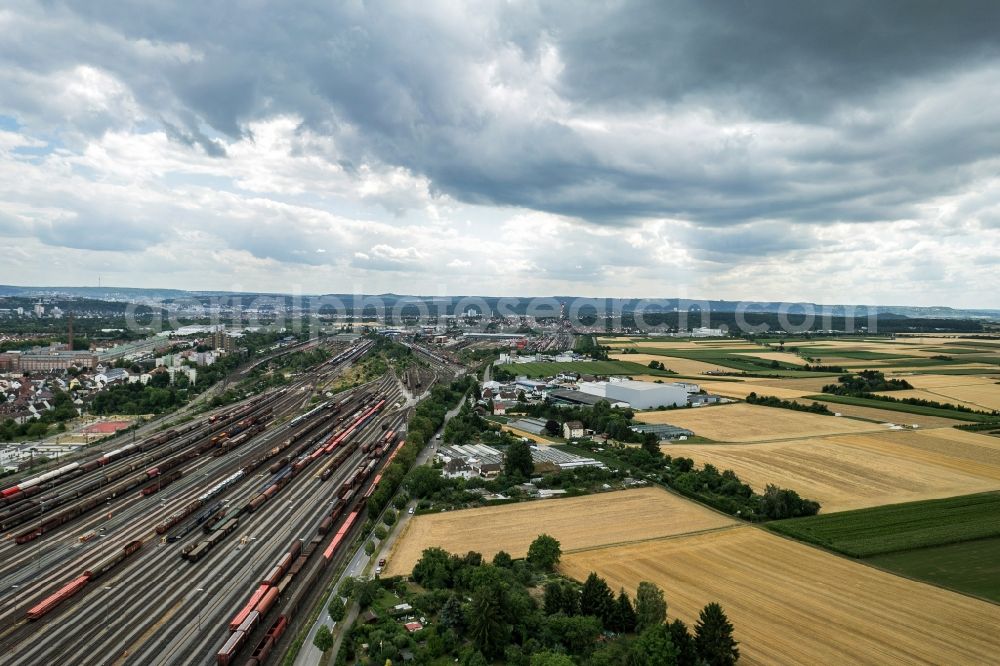 Kornwestheim from the bird's eye view: Marshalling yard and freight station of the Deutsche Bahn in Kornwestheim in the state Baden-Wuerttemberg