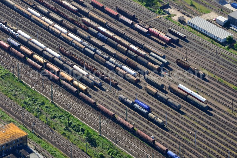 Leipzig, Paunsdorf from above - Marshalling yard and freight station of the Deutsche Bahn in Leipzig, Paunsdorf in the state Saxony