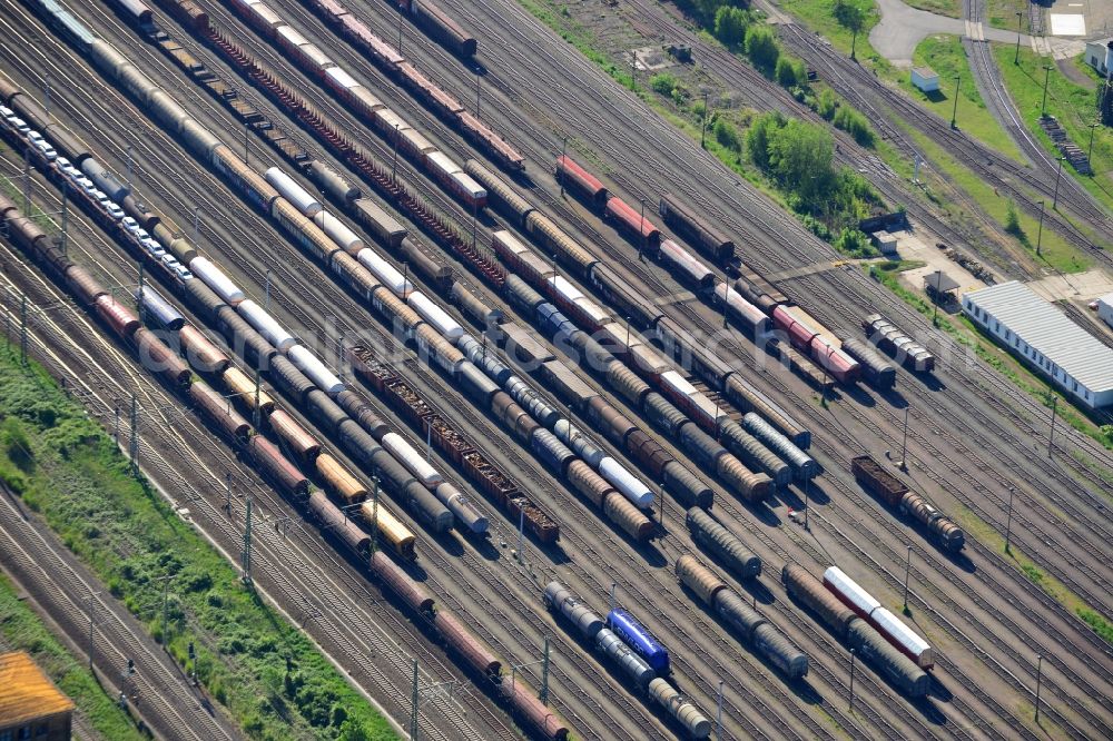 Leipzig, Paunsdorf from the bird's eye view: Marshalling yard and freight station of the Deutsche Bahn in Leipzig, Paunsdorf in the state Saxony