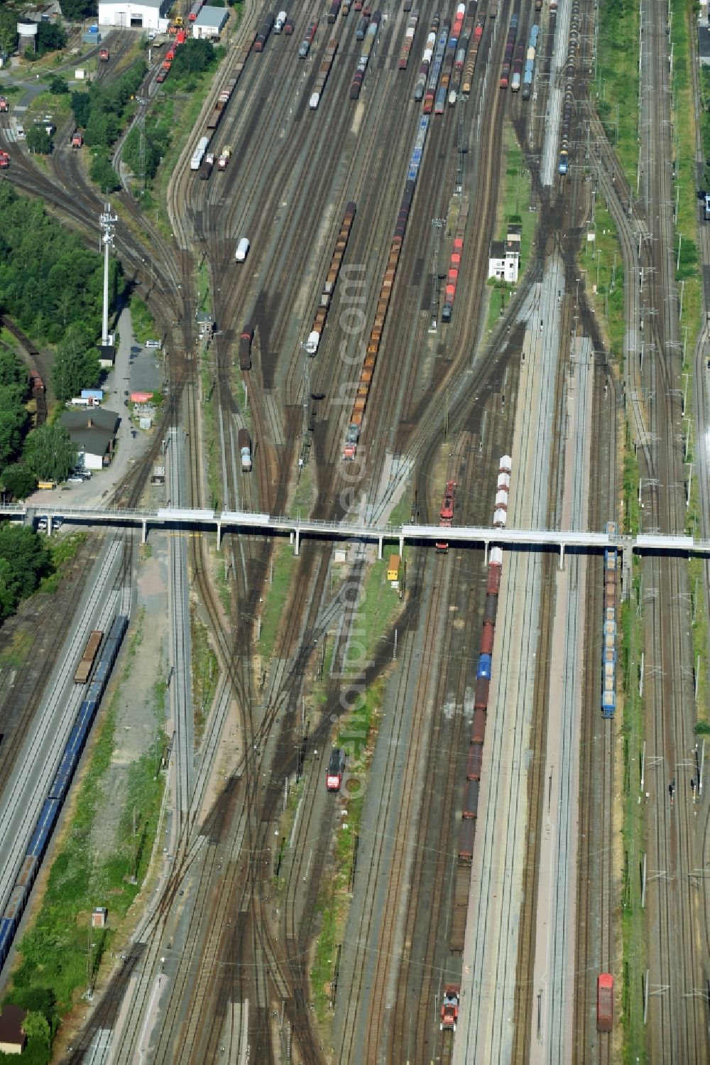 Leipzig from above - Marshalling yard and freight station of the Deutsche Bahn in Leipzig in the state Saxony