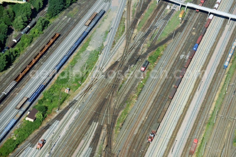 Leipzig from the bird's eye view: Marshalling yard and freight station of the Deutsche Bahn in Leipzig in the state Saxony