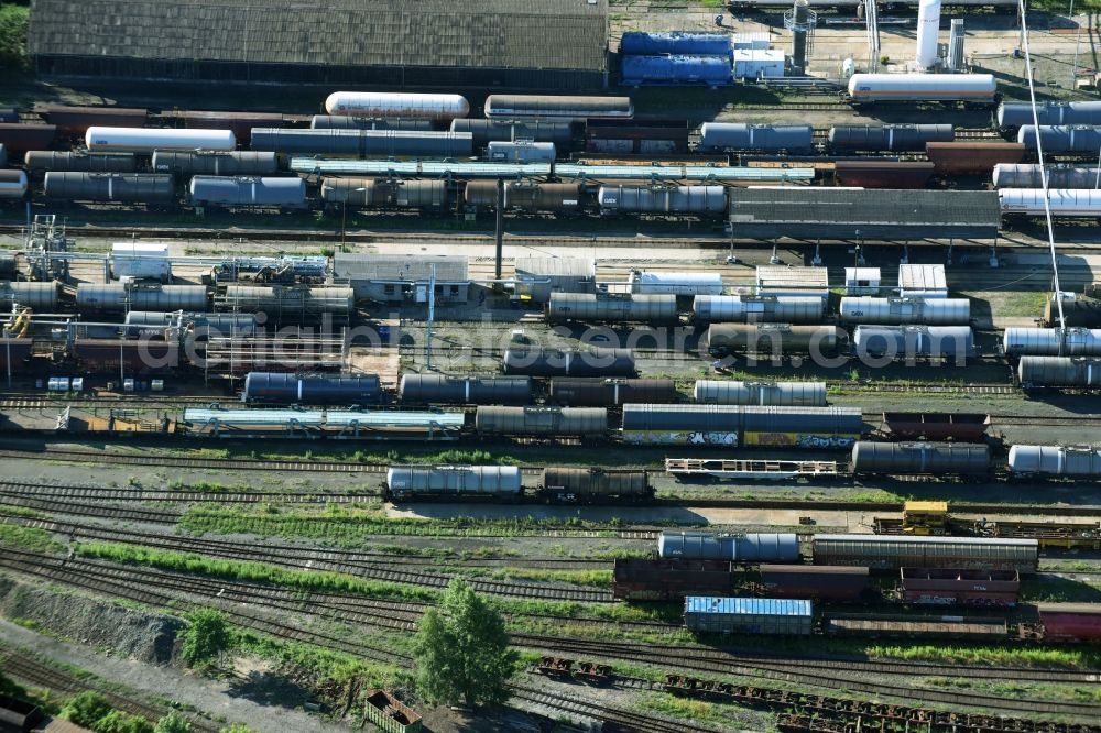 Leipzig from the bird's eye view: Marshalling yard and freight station of the Deutsche Bahn in Leipzig in the state Saxony