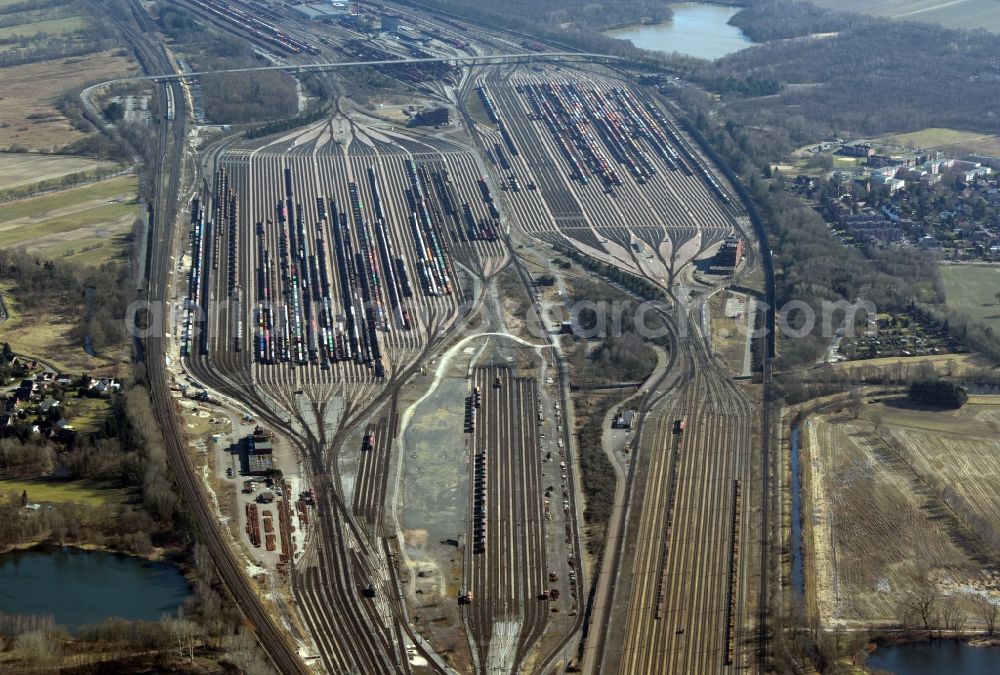 Seevetal from the bird's eye view: Marshalling yard and freight station of the Deutsche Bahn in Maschen in the state Lower Saxony, Germany