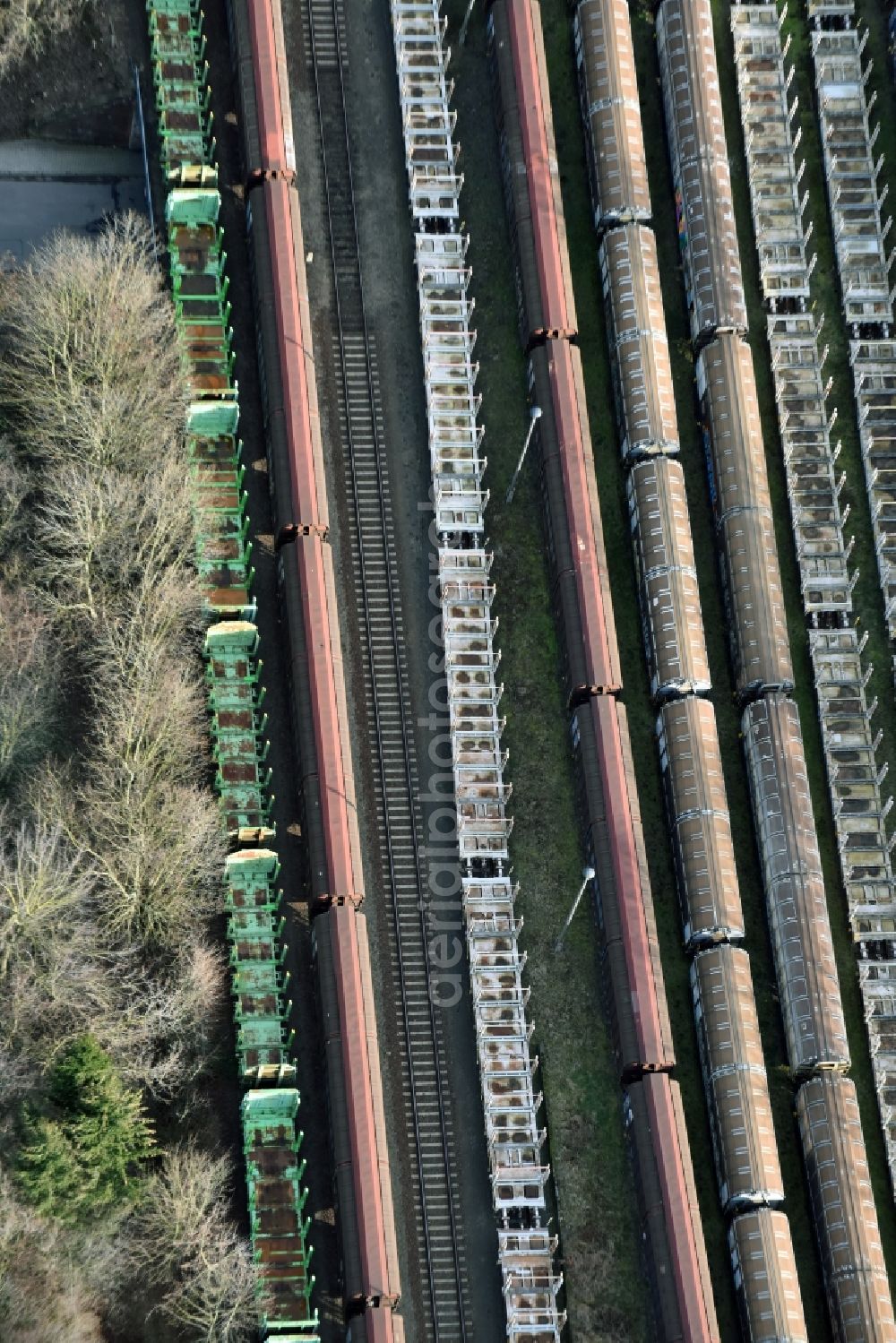 Aerial photograph Meuselwitz - Marshalling yard and freight station of the Deutsche Bahn in Meuselwitz in the state Thuringia