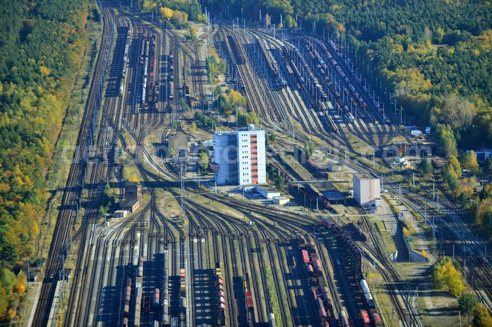 Seddin from above - Marshalling yard and freight station of the Deutsche Bahn in Neuseddin in the state Brandenburg