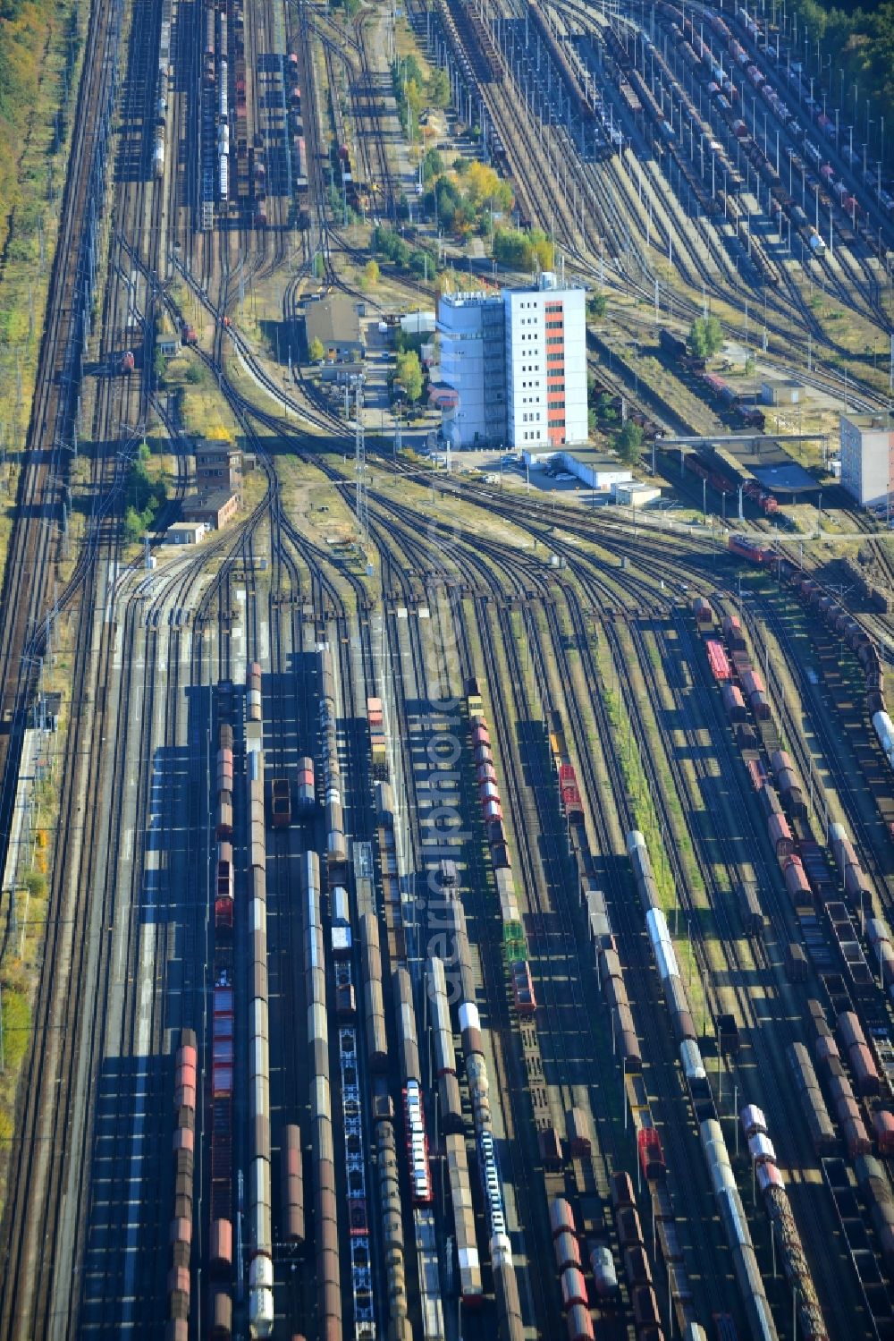 Aerial image Seddin - Marshalling yard and freight station of the Deutsche Bahn in Neuseddin in the state Brandenburg