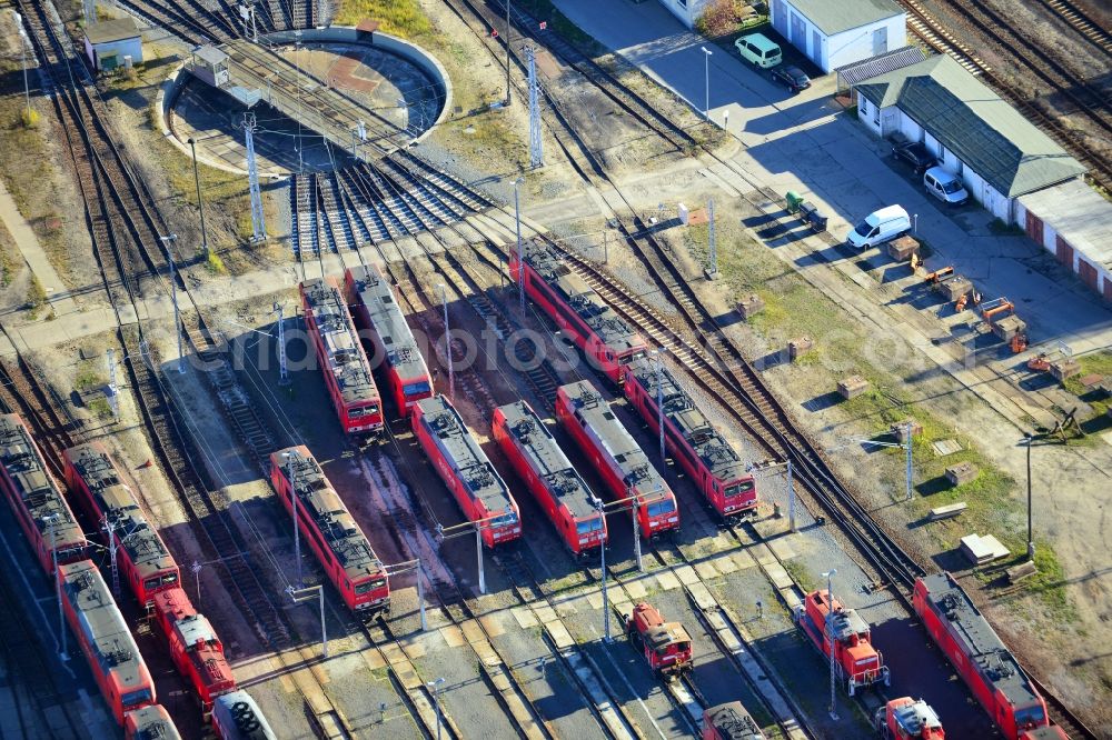 Aerial image Seddin - Marshalling yard and freight station of the Deutsche Bahn in Neuseddin in the state Brandenburg