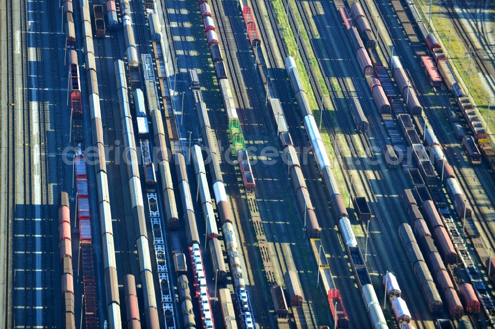 Aerial photograph Seddin - Marshalling yard and freight station of the Deutsche Bahn in Neuseddin in the state Brandenburg