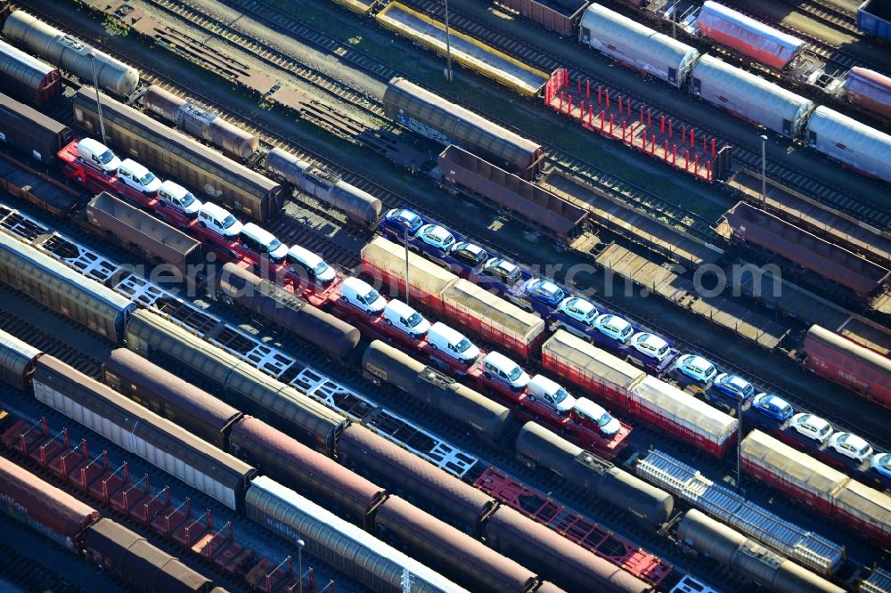 Aerial image Seddin - Marshalling yard and freight station of the Deutsche Bahn in Neuseddin in the state Brandenburg