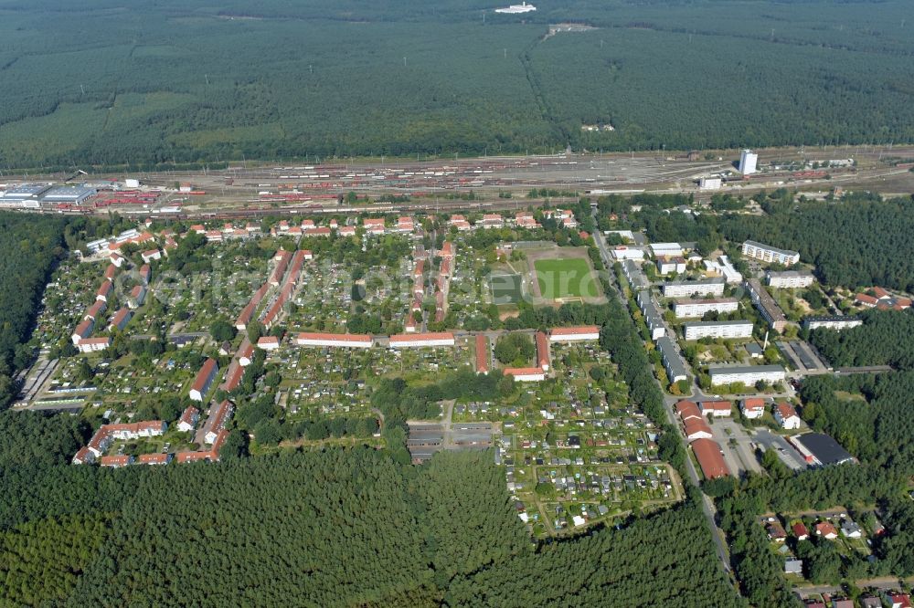 Aerial photograph Neuseddin - Marshalling yard and freight station of the Deutsche Bahn in Neuseddin in the state Brandenburg