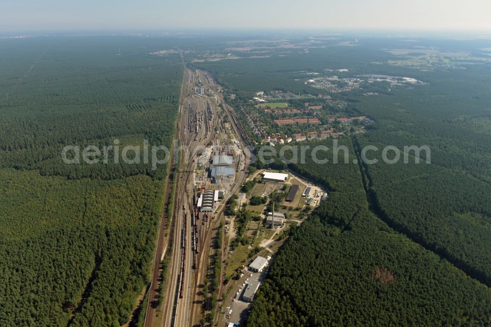 Neuseddin from the bird's eye view: Marshalling yard and freight station of the Deutsche Bahn in Neuseddin in the state Brandenburg