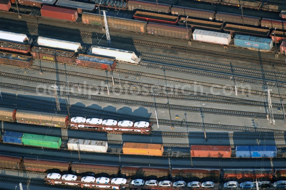 Seddiner See from the bird's eye view: Marshalling yard and freight station of the Deutsche Bahn in Neuseddin in the state Brandenburg