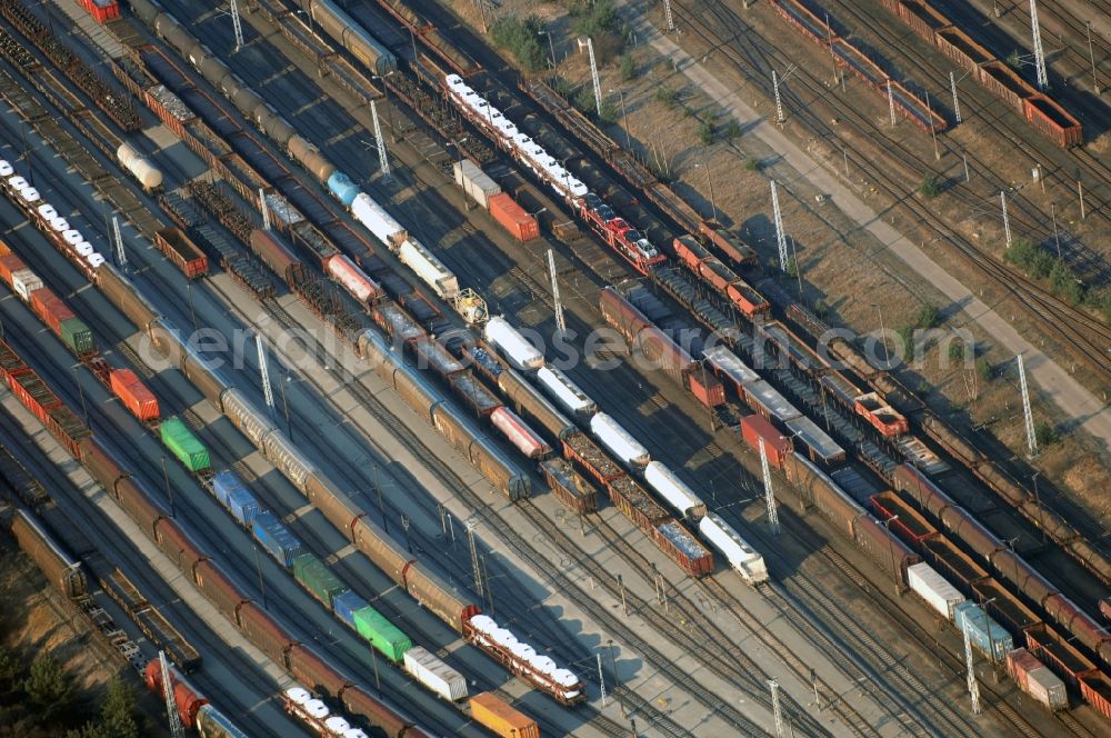 Seddiner See from above - Marshalling yard and freight station of the Deutsche Bahn in Neuseddin in the state Brandenburg