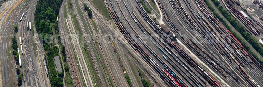 Aerial image Nürnberg - Marshalling yard and freight station of the Deutsche Bahn in Nuernberg in the state Bavaria. bahn.de