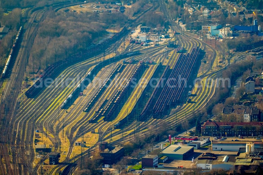 Aerial image Oberhausen - Marshalling yard and freight station of the Deutsche Bahn in Oberhausen in the state North Rhine-Westphalia