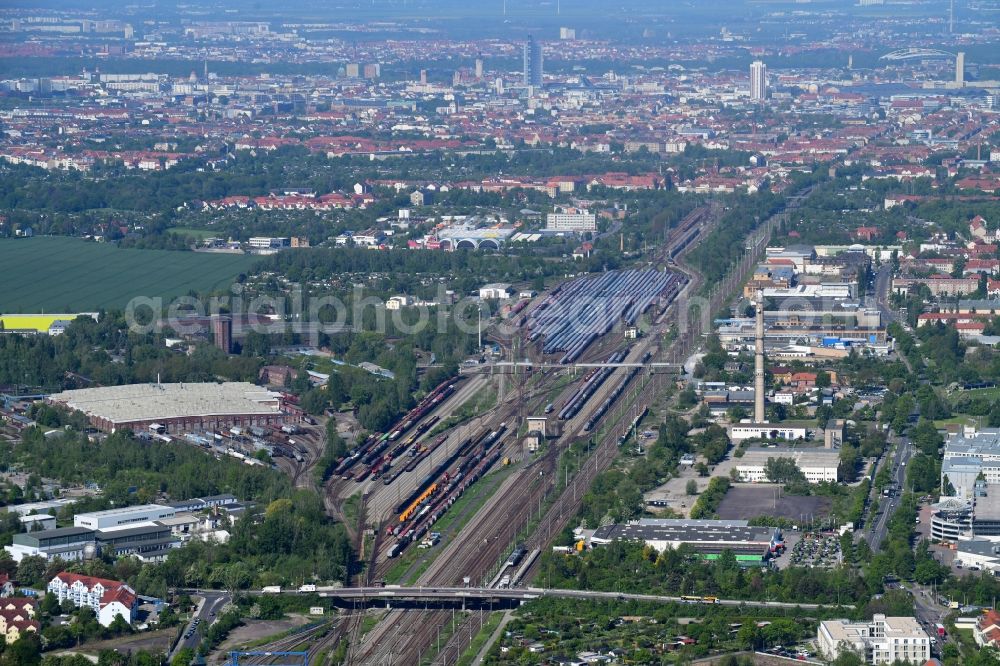 Aerial photograph Leipzig - Marshalling yard and freight station of the Deutsche Bahn in the district Engelsdorf in Leipzig in the state Saxony, Germany