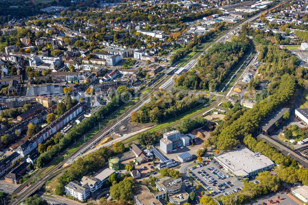 Dinslaken from above - Marshalling yard and freight station of the Deutsche Bahn in the district Eppinghoven in Dinslaken in the state North Rhine-Westphalia