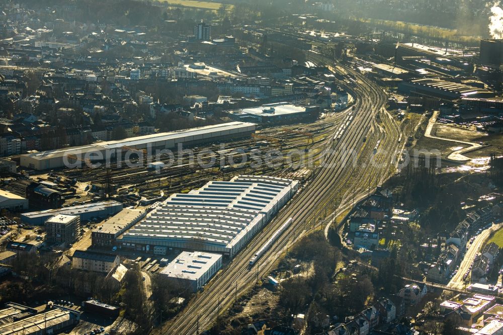 Aerial image Witten - Marshalling yard and freight station of the Deutsche Bahn in Witten in the state North Rhine-Westphalia, Germany