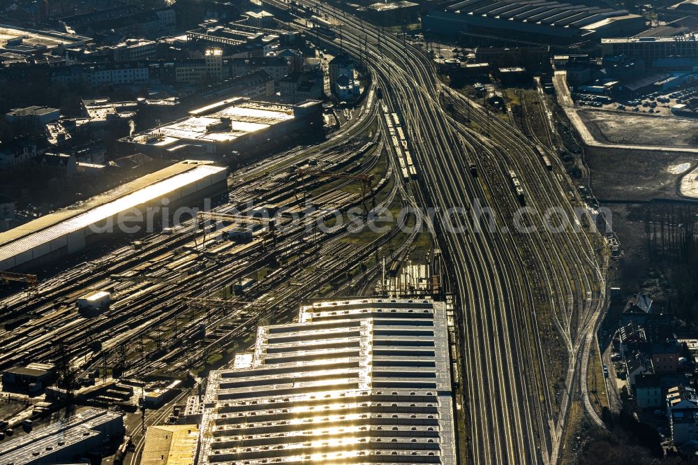 Aerial photograph Witten - Marshalling yard and freight station of the Deutsche Bahn in Witten in the state North Rhine-Westphalia, Germany