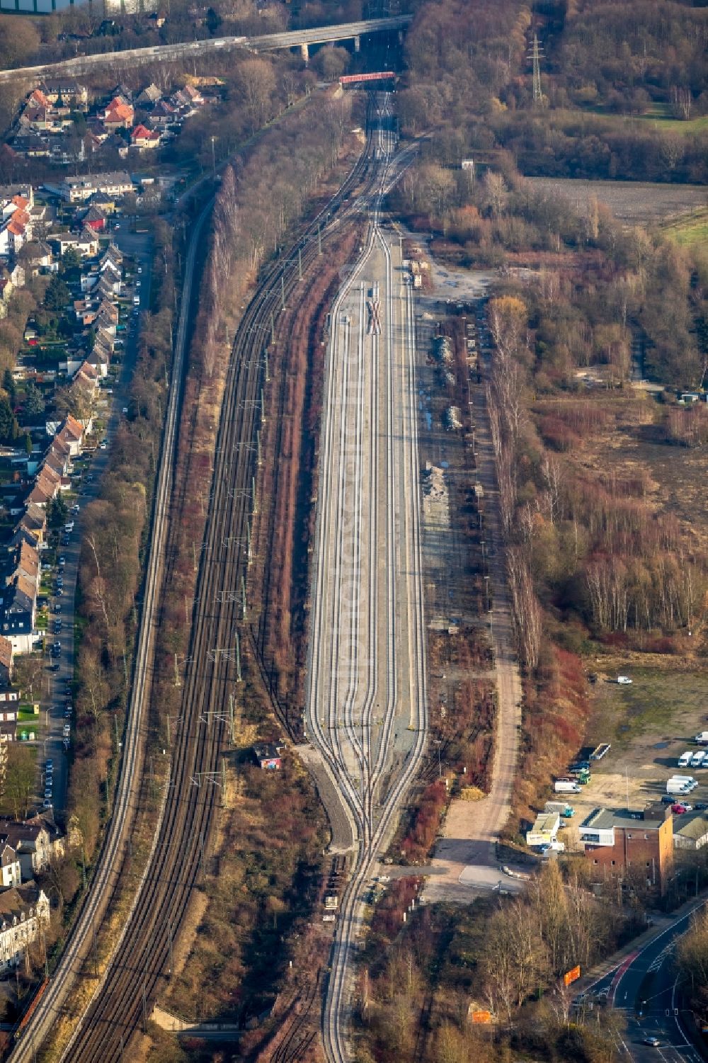 Aerial image Herne - Marshalling yard and freight station of the Deutsche Bahn in Herne in the state North Rhine-Westphalia