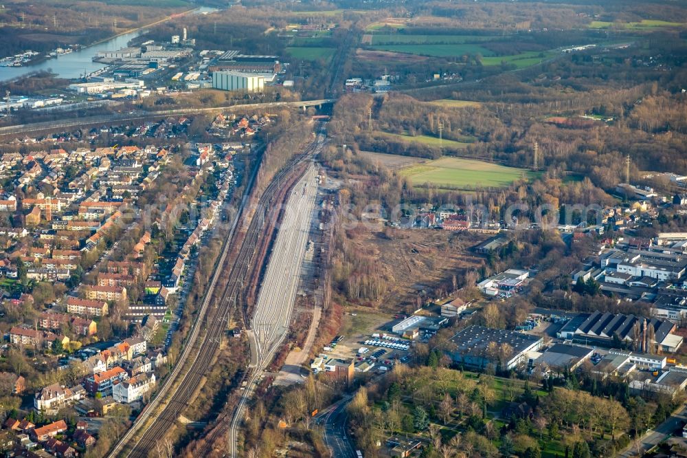 Aerial photograph Herne - Marshalling yard and freight station of the Deutsche Bahn in Herne in the state North Rhine-Westphalia