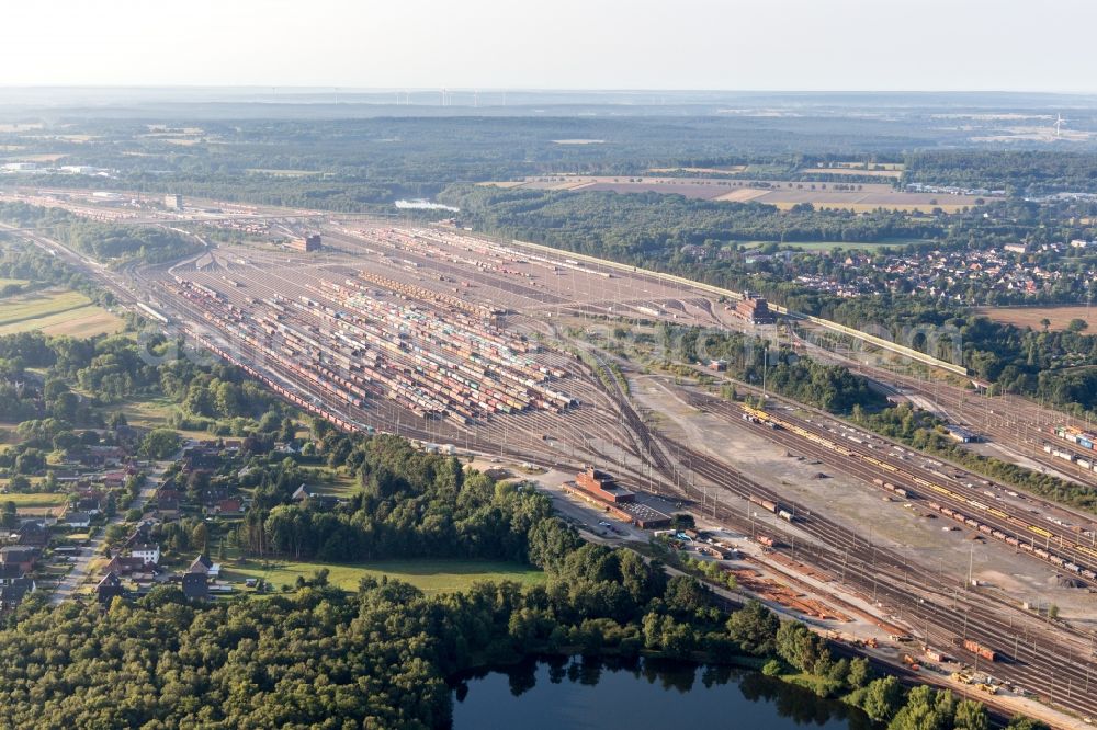 Seevetal from above - Marshalling yard and freight station Maschen of the Deutsche Bahn in the district Maschen in Seevetal in the state Lower Saxony, Germany