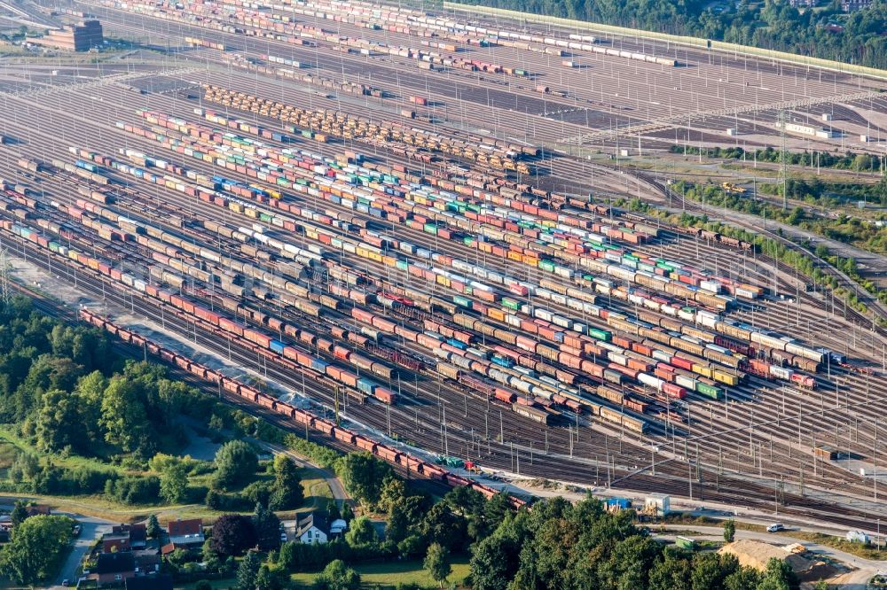 Seevetal from the bird's eye view: Marshalling yard and freight station Maschen of the Deutsche Bahn in the district Maschen in Seevetal in the state Lower Saxony, Germany