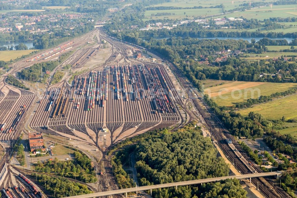 Seevetal from above - Marshalling yard and freight station Maschen of the Deutsche Bahn in the district Maschen in Seevetal in the state Lower Saxony, Germany