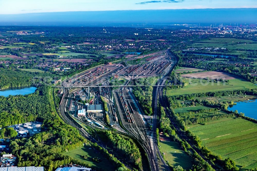 Aerial image Seevetal - Marshalling yard and freight station Maschen of the Deutsche Bahn in the district Maschen in Seevetal in the state Lower Saxony, Germany