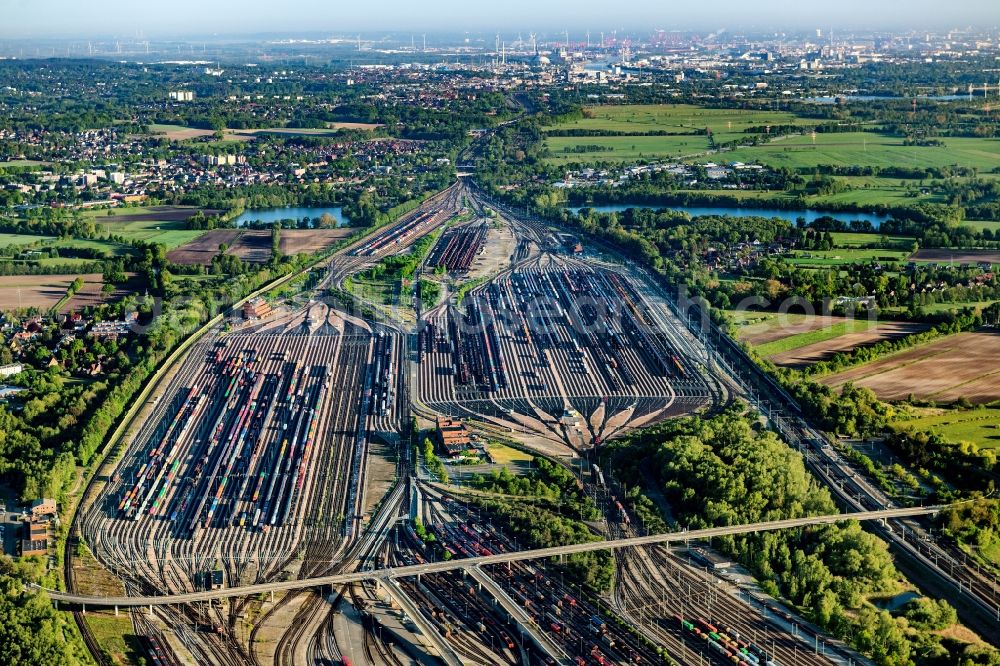 Aerial image Seevetal - Marshalling yard and freight station Maschen of the Deutsche Bahn in the district Maschen in Seevetal in the state Lower Saxony, Germany