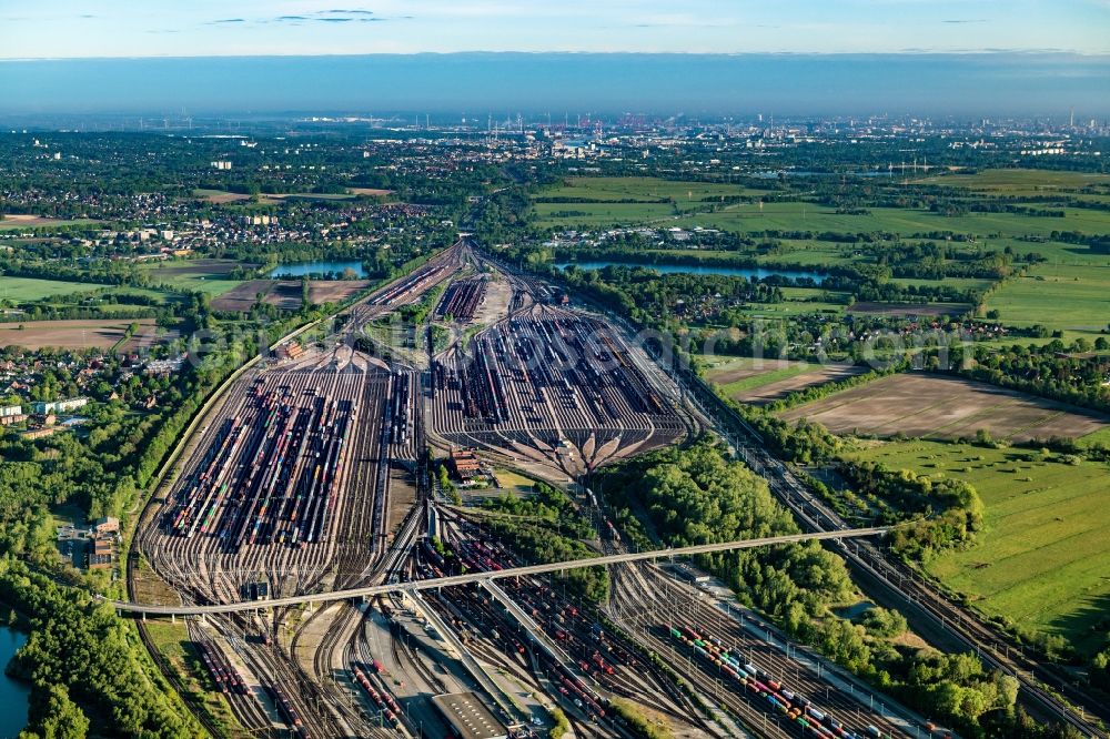 Aerial photograph Seevetal - Marshalling yard and freight station Maschen of the Deutsche Bahn in the district Maschen in Seevetal in the state Lower Saxony, Germany