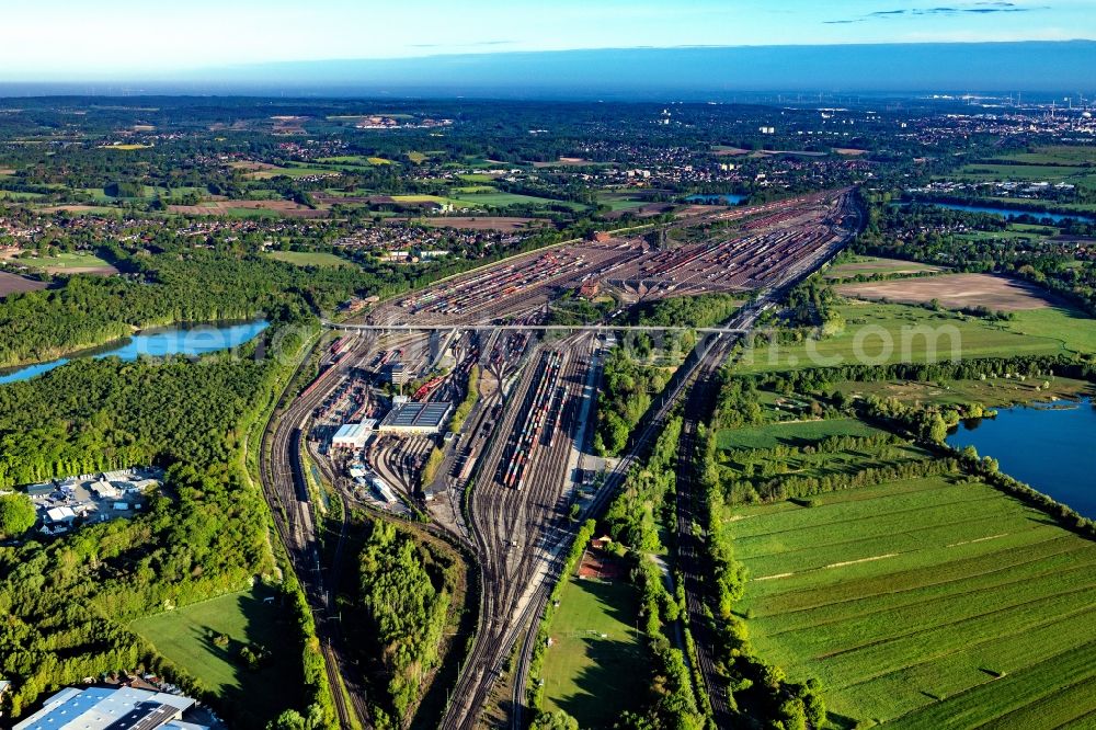 Aerial image Seevetal - Marshalling yard and freight station Maschen of the Deutsche Bahn in the district Maschen in Seevetal in the state Lower Saxony, Germany