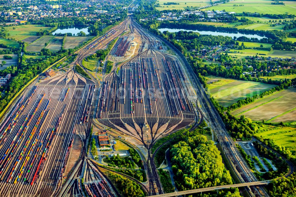 Aerial image Seevetal - Marshalling yard and freight station Maschen of the Deutsche Bahn in the district Maschen in Seevetal in the state Lower Saxony, Germany