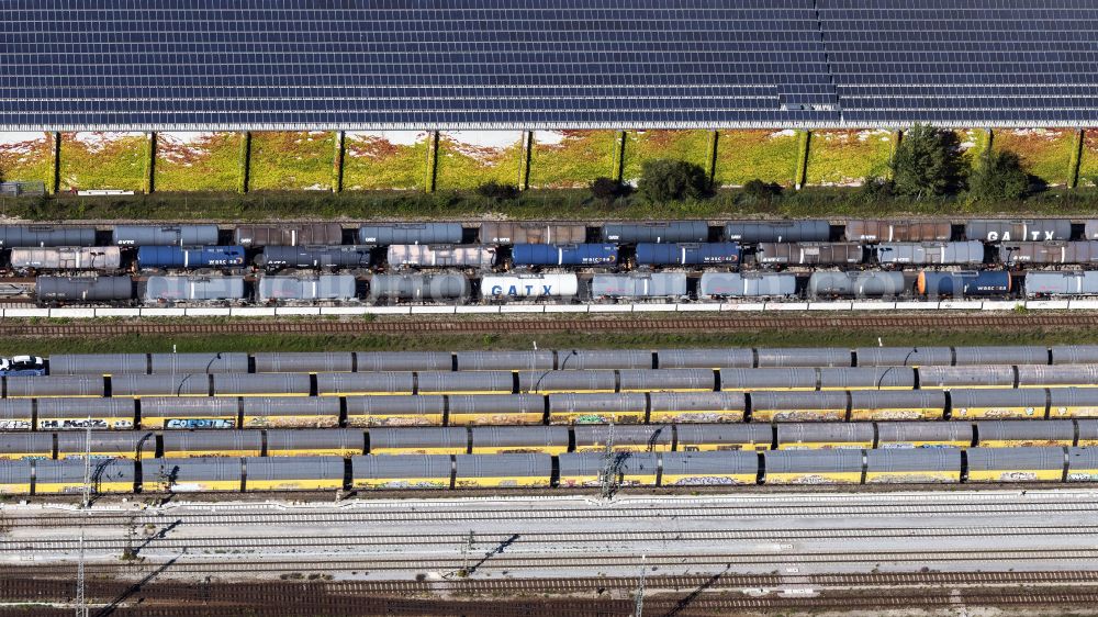 München from the bird's eye view: Marshalling yard and freight station in Munich in the state Bavaria, Germany