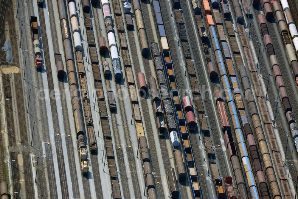 Neuseddin from the bird's eye view: Marshalling yard and freight station of the Deutsche Bahn in Neuseddin in the state Brandenburg