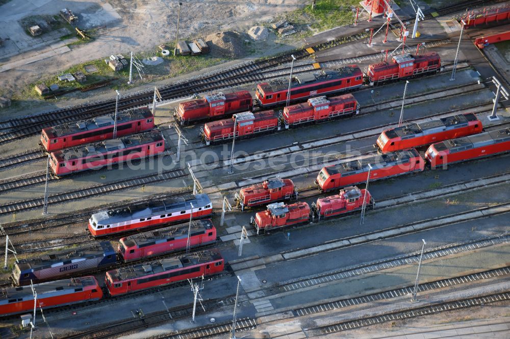 Aerial image Neuseddin - Marshalling yard and freight station of the Deutsche Bahn in Neuseddin in the state Brandenburg