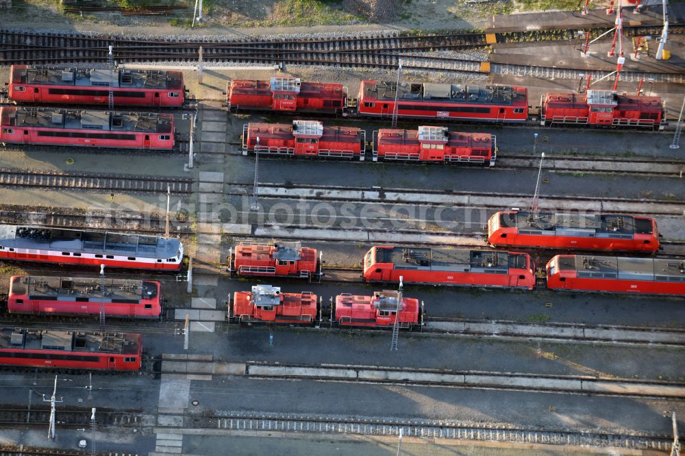 Neuseddin from above - Marshalling yard and freight station of the Deutsche Bahn in Neuseddin in the state Brandenburg