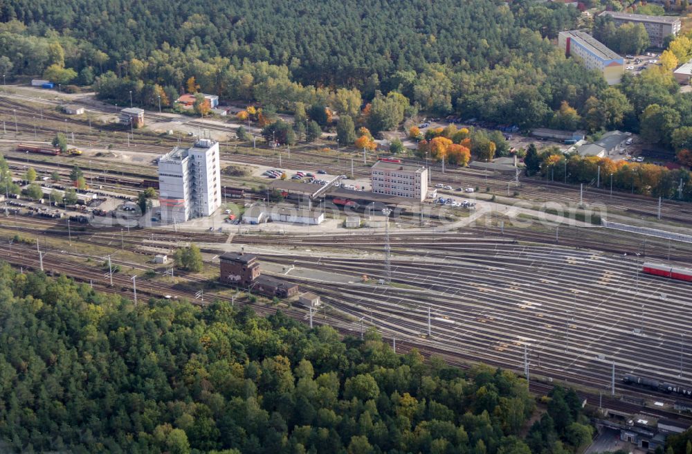 Neuseddin from the bird's eye view: Marshalling yard and freight station of the Deutsche Bahn in Neuseddin in the state Brandenburg