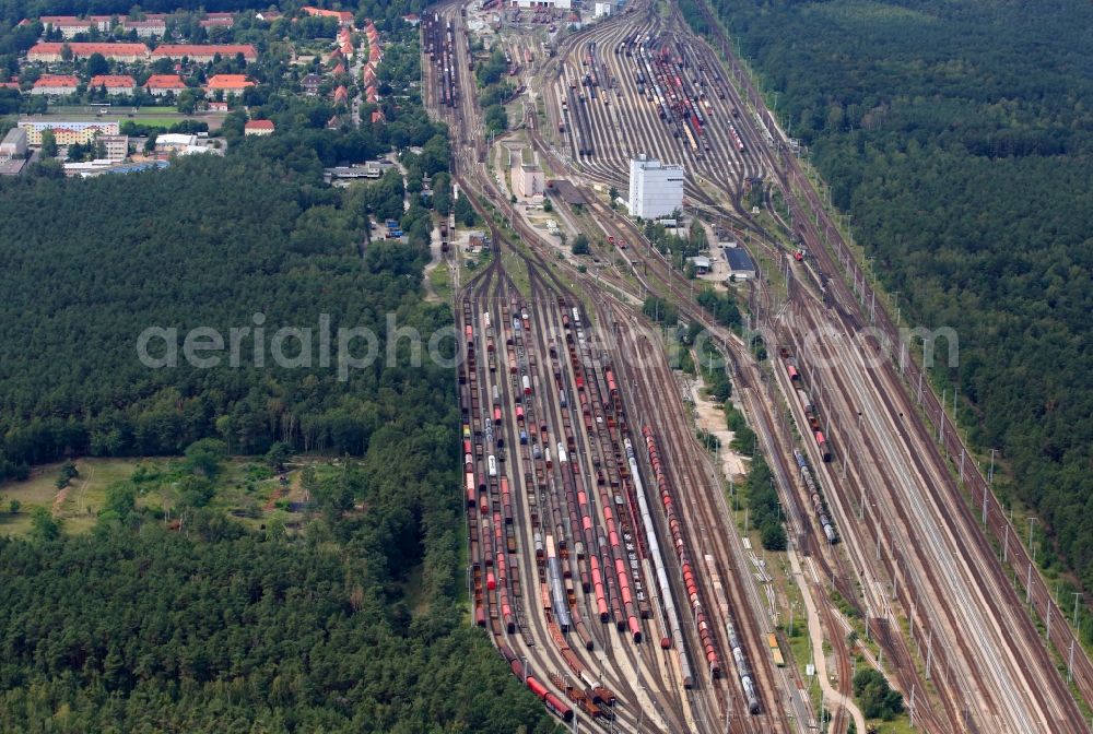 Neuseddin from the bird's eye view: Marshalling yard and freight station of the Deutsche Bahn in Neuseddin in the state Brandenburg