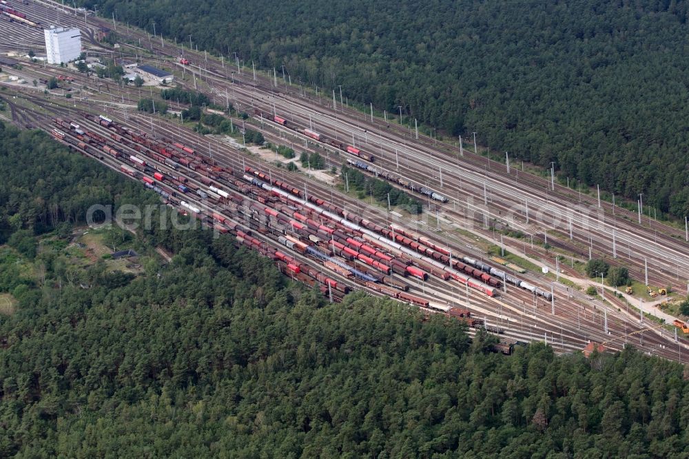 Neuseddin from above - Marshalling yard and freight station of the Deutsche Bahn in Neuseddin in the state Brandenburg