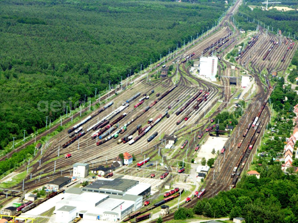 Aerial image Neuseddin - Marshalling yard and freight station of the Deutsche Bahn in Neuseddin in the state Brandenburg