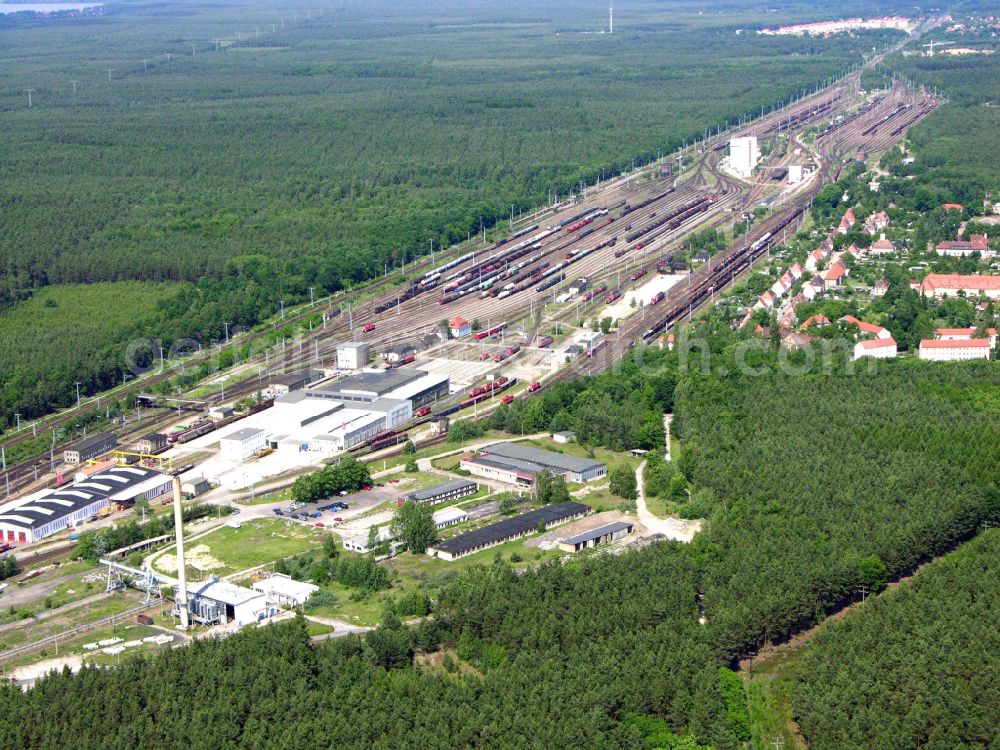 Aerial photograph Neuseddin - Marshalling yard and freight station of the Deutsche Bahn in Neuseddin in the state Brandenburg