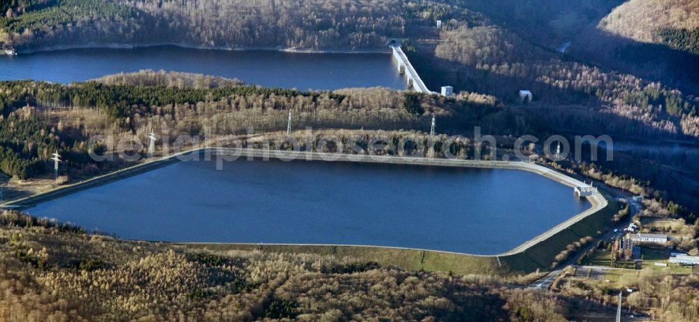 Wendefurth Hasselfelde from the bird's eye view: Rappbode dam and Wendefurth pump storage reservoir in the Harz Mountains in Wendefurt - Hasselfelde in the state of Saxony-Anhalt