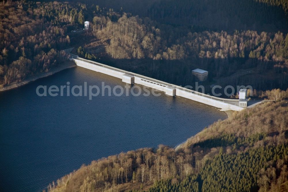 Wendefurth Hasselfelde from above - Rappbode dam and Wendefurth pump storage reservoir in the Harz Mountains in Wendefurt - Hasselfelde in the state of Saxony-Anhalt